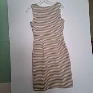Banana Republic Strapless Beige and White Striped Dress